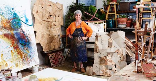 Photo of Helen O'Leary in her studio by Zack Garlitos.